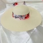 Straw Sun Hat Wide Brim Floral Bow 100% Grass Small Beachy Summer Chic Vacation Pink Photo 8