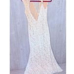 Betsy and Adam Betsy Adam white / cream lace rhinestone long cap sleeve wedding dress formal 10 Photo 6