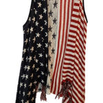 Unity World Wear Knit Asymmetrical American Flag Long Cardigan Sweater Medium Red Photo 0