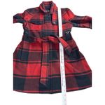 Gap Buffalo Plaid Waist Tie Wool Blend Mid Length Trench Coat Small Cabincore Red Photo 6