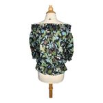 Tory Burch  Fantasia Floral Print Off Shoulder Smocked‎ Top Boho Women Size 4 Photo 7