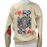 Billionaire Girls Club Queen of Hearts Beige Graphic Sweatshirt Sweater Top S Photo 0