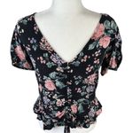 American Eagle  Outfitters Black Floral Short Sleeve Top Size M Photo 10