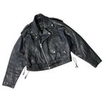 VINTAGE Black Leather Moto Jacket Size L Photo 1