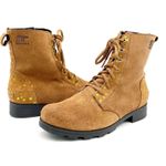 Sorel Emelie Combat Boot Womens 5 Waterproof Suede Gold Stars Boho Fairy Grunge Photo 0