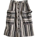 Gorman Woven Knit Textured Stripes Button Front Pockets Skirt Blue Size 0 Photo 0