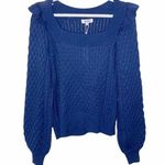 525 America square neck ruffle cable sweater sz S Photo 0