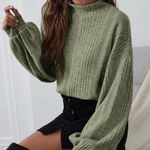 SheIn SZ S Essnce Funnel Neck Lantern Sleeve Rib-knit sweater Photo 0