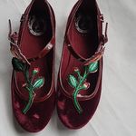 Miss L Fire Floral Velvet Embroidered Burgundy Mary Jane Shoes Size 6.5 Photo 9