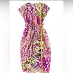 Charlie Jade Silk Slip Dress‎ Midi  Beach  Purple Animal Resort Artsy  Medium Photo 5