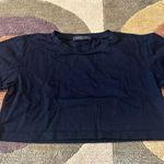 White Fox Boutique Black Cuffed Sleeve Short Basic Crop Top T Shirt Size XS Photo 0