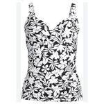 Lands' End  Women's Tankini Black & White Swim Top Floral size 14 NWOT Photo 1