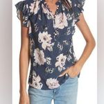 Rebecca Taylor  Ruffled Silk Blend Magnolia-Print Top Size: 8 Photo 0