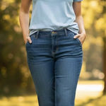 Talbots  Flawless Five Pocket Straight Blue Jeans Womens 16 Denim Distressed Photo 0