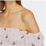 Free People  Shirt Womens XS‎ Pink Lana Off Shoulder Floral Bell Sleeve Boho Photo 3