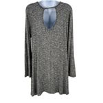 Urban Outfitters Entro Knit Long Sleeve Keyhole Back Grey Tunic Dress Large Photo 1