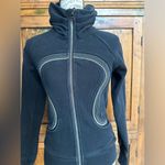Lululemon Cuddle Up Jacket Black (White Trim) Size 4 Photo 1