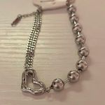 Silver Heart Beaded Chain Bracelet Photo 1
