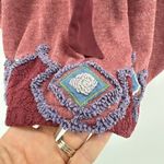 Sacred Threads Poncho Tunic Boho Embroidered Tribal Belted Burgundy Size Small Photo 2