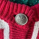 Orvis 80's Vintage Holiday Mistletoe Chunky Knit Cardigan Sweater Navy Red L Photo 2