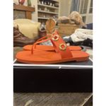 Larroude Women's Orange Gold Milan‎ Grommet Thong Sandals Size 10/11 $140 MSRP Photo 2