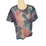 ZARA  Embroidered Floral Top Sheer Mesh Colorful‎ Statement Blouse Photo 1