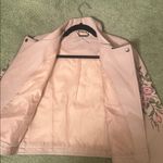 JouJou Light Pink Vegan Leather Jacket Size Large embroidered flowers Saks XL Photo 3