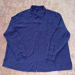 Eileen Fisher  Classic Collar Long Boxy Button-Up Shirt Blue Size XL Photo 0