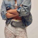 Free People  Intimately Womens Ivory Floral Pull On All Day Lace Capri Pants Photo 0