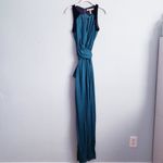 Halston Heritage  Emerald Green And Black Velvet Sleeveless Gown Photo 2
