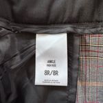 EXPRESS Gray Burgundy Plaid Ankle High Rise Tie Belt Dress Pants Sz 8 Photo 3