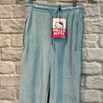 Hello Kitty NWT  Rhinestone Women’s UK 6 US 2 Baby Blue Velour Wide Leg Joggers Photo 6