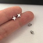 Tiny Star Stud Earrings for Men Women Unisex Style Silver Photo 5