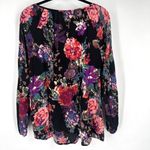 Andrée Andree by Unit Dark Romantic Floral Peasant Blouse Size1X Plus Long Sleeve Flowy Photo 2