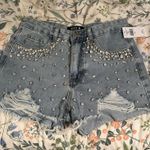 Buckle Sequin Denim Shorts Blue Photo 0