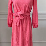 Vintage 70s Coral Terry Cloth Long Sleeve Dress Teena Paige XS S Orange Photo 0