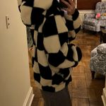 Fuzzy Checkered Bomber Coat Black Size M Photo 2
