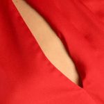 Lulus  Red One Sleeve Satin cutout front bodysuit M Photo 5