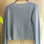 Sky And Sparrow  Blue Front Tie Crop Sweater Photo 4