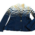 Cartonnier Anthropologie Striped Knit Blazer Jacket Stretch Size Small Women's Blue Photo 0