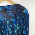 Catherines  Floral Beaded Tunic Top Sz 3X Blue Pleated Lightweight Stretch Flowy Photo 2