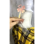 Fancyinn Women's Large Yellow Buffalo Plaid Shift Tunic Dress Long Sleeve V-Neck Photo 3