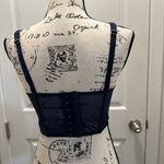 Victoria's Secret  Dream Angels Navy Floral Embroidered Corset Bra Top Photo 3