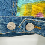 Susan Bristol Vintage Bright Hand Painted & Embroidered Floral Jean Jacket Retro Photo 12