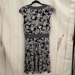 White House | Black Market Women’s 8 Black White Vneck Dress Stretchy Photo 2