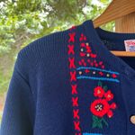 Tally Ho Creations Women's Vintage Navy And Red Embroidered Sweater Size L Blue Size L Photo 2
