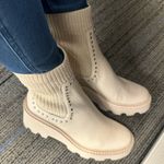 DV by Dolce Vit Dolce Vita Hoven Stud H2O Ivory Leather Pull On Round Toe Chunky Platform Boots Photo 5