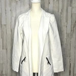 Kan Can Women's White Moto Jacket Size Small Longline Asymmetrical Zip Photo 0