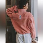 Free People Ready Set Rib Fleece Pullover Frosted Peach Size Large Pink Photo 1