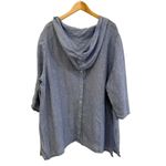 Tahari 100% Linen Hooded Popover Tunic Top Sz 3X Blue V Neck Ocean Swim Coverup Photo 1